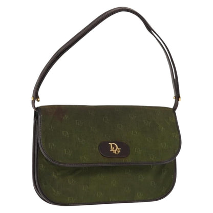 Dior Christian Dior Shoulder Bag Nylon Khaki Gold Authentic 151997
