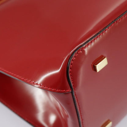 Celine CELINE Hand Bag Patent leather Red Gold Authentic 96786