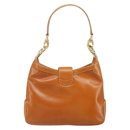 Celine CELINE Shoulder Bag Leather Brown Gold Authentic 166334