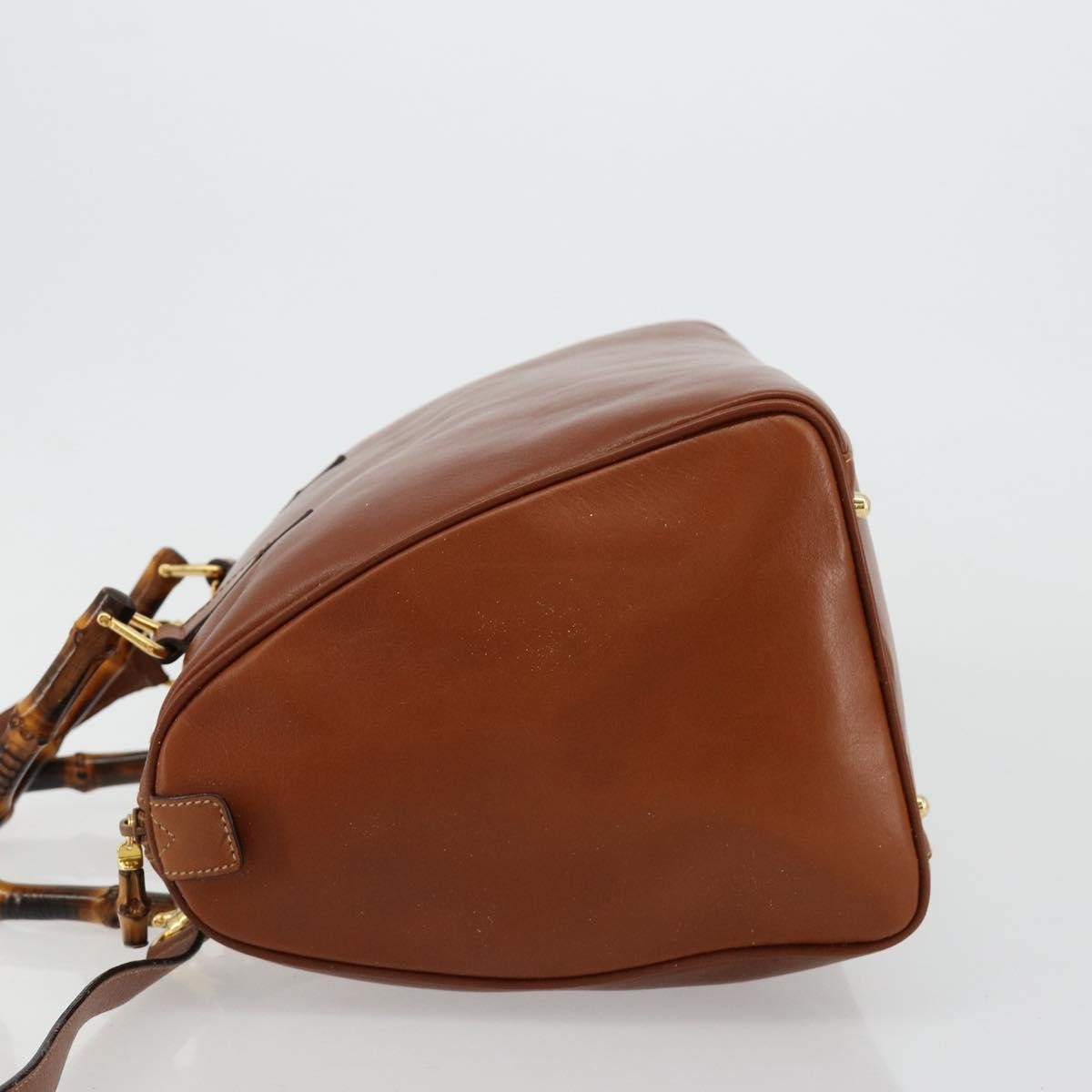 Gucci GUCCI Bamboo Hand Bag Leather 2way Brown Gold 000 122 0293 Authentic 181101