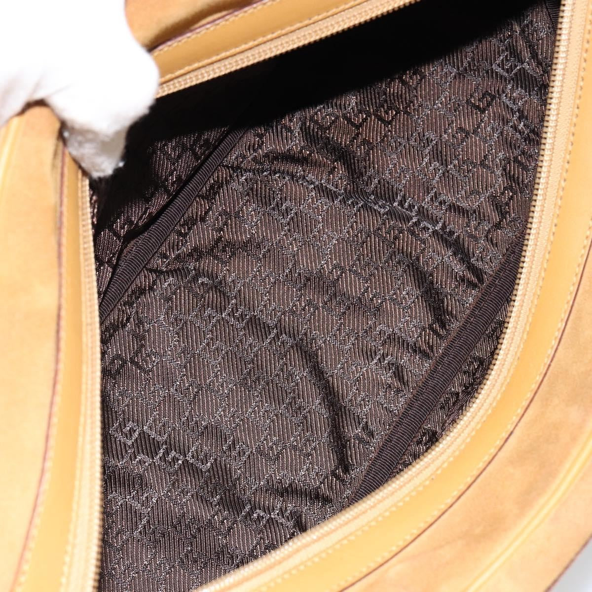 Gucci GUCCI Bamboo Hand Bag Suede Brown Silver Authentic ep11709