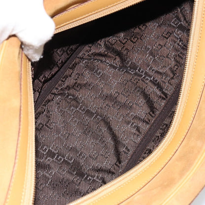 Gucci GUCCI Bamboo Hand Bag Suede Brown Silver Authentic ep11709