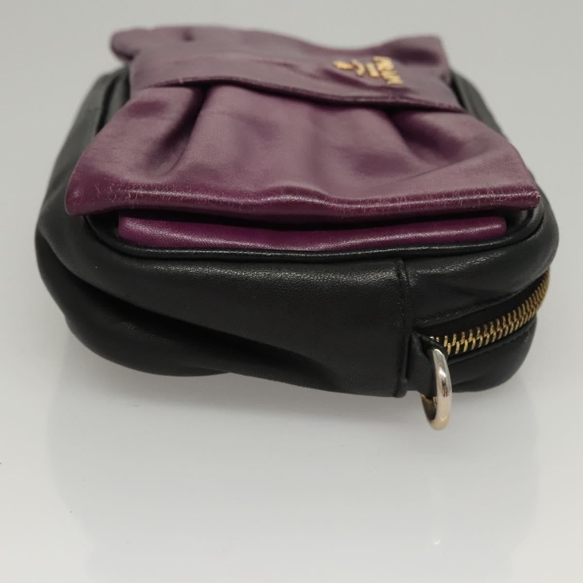 Prada PRADA ribbon Shoulder Bag Leather Purple Gold Authentic 116078