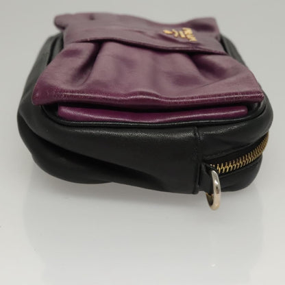 Prada PRADA ribbon Shoulder Bag Leather Purple Gold Authentic 116078