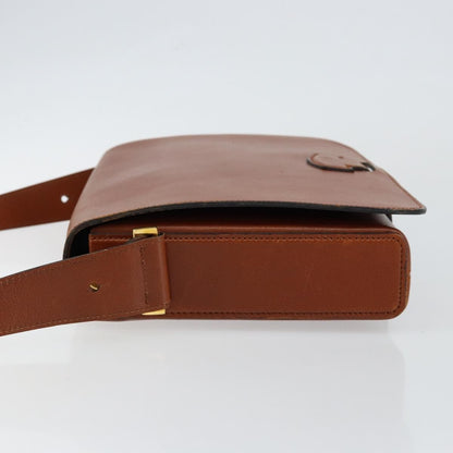 Dior Christian Dior Shoulder Bag Leather Brown Gold Authentic hk3117