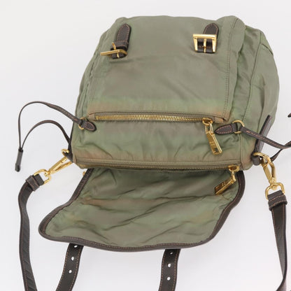 Prada PRADA Shoulder Bag Nylon Green Gold Authentic 155214
