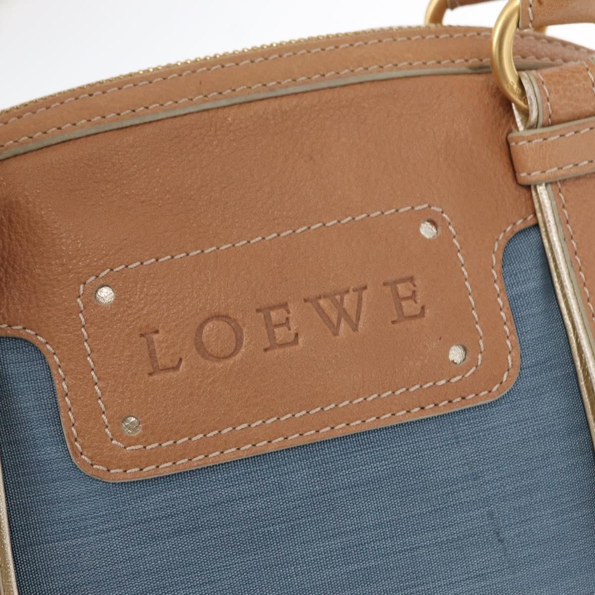 Loewe LOEWE Anagram Hand Bag Nylon Blue Gold Authentic bs31204