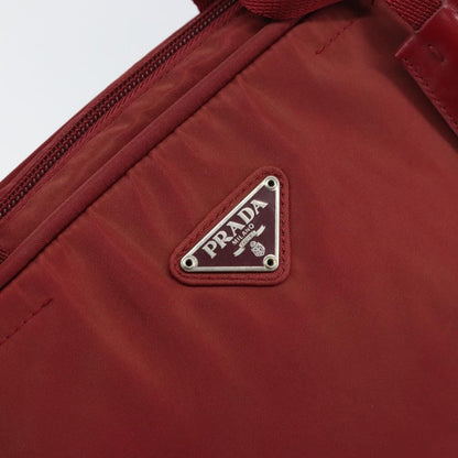 Prada PRADA Hand Bag Nylon Red Silver Authentic BA8645
