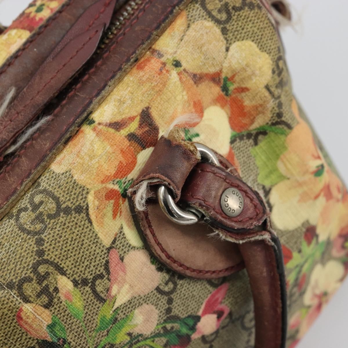 Gucci GUCCI GG Supreme Boston Bag PVC Beige Silver 409529 Authentic ep14278