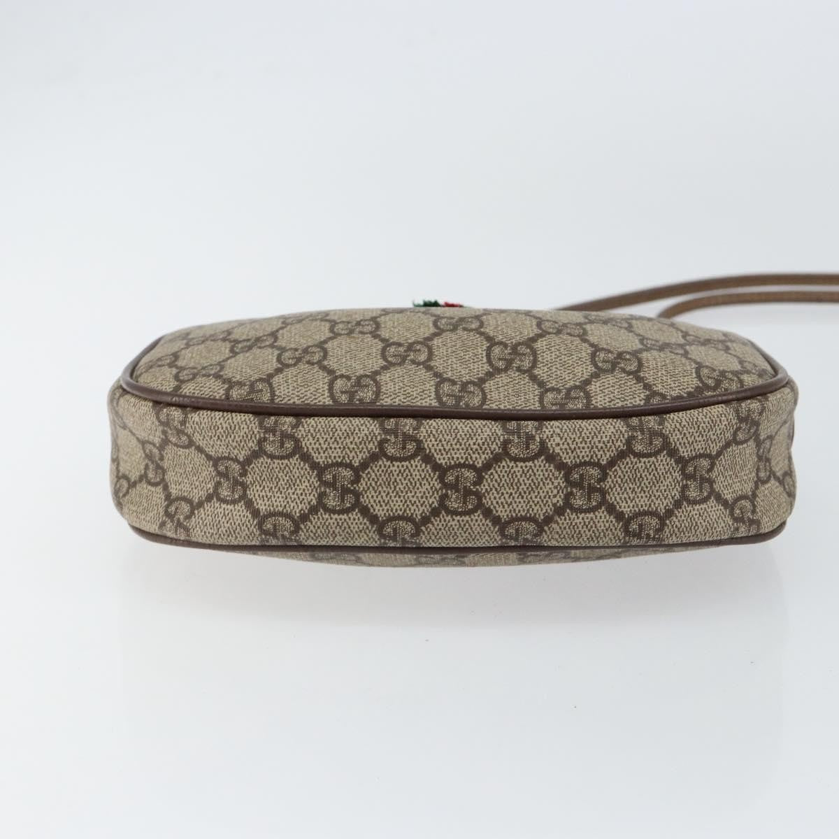 Gucci GUCCI GG Supreme Web Sherry Line Bag PVC Beige Gold 007 58 6112 4023 Authentic 150125