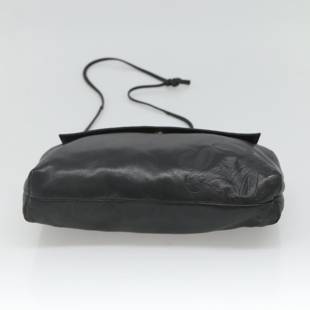 Loewe LOEWE Shoulder Bag Leather Black Gold Authentic 127349