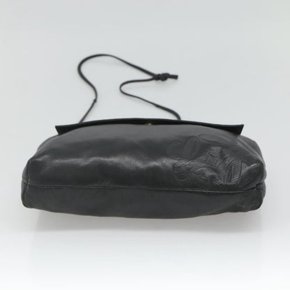 Loewe LOEWE Shoulder Bag Leather Black Gold Authentic 127349