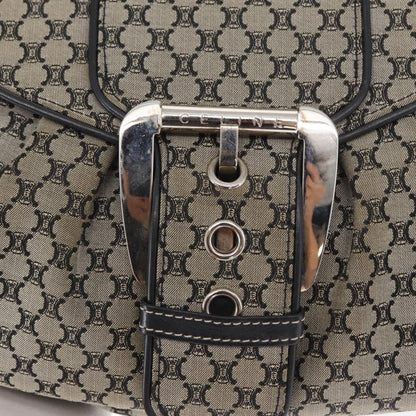 Celine CELINE Macadam Canvas Hand Bag Beige Silver Authentic ep13183
