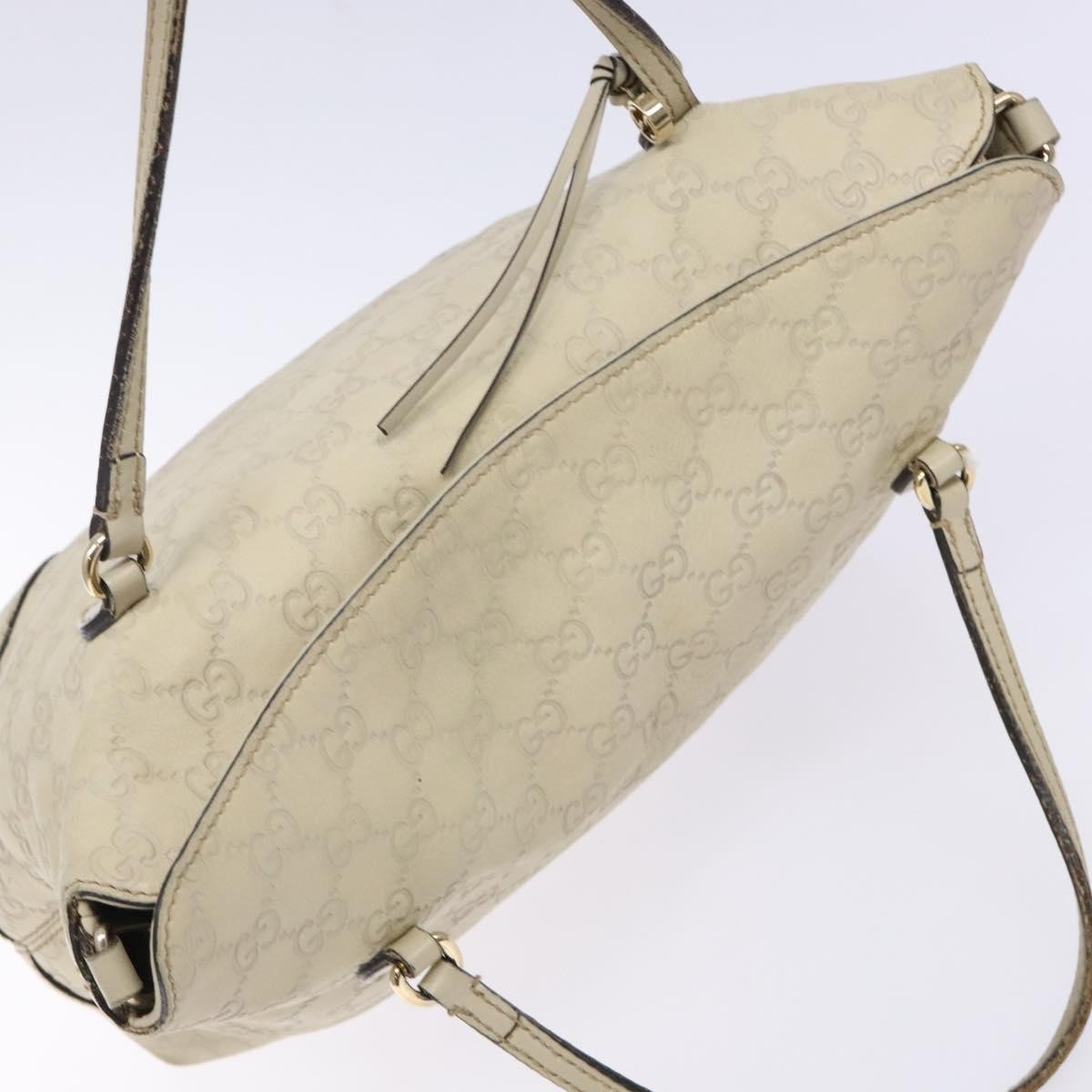 Gucci GUCCI GG Canvas Guccissima Hand Bag Leather White Gold 353120 Authentic bs29328