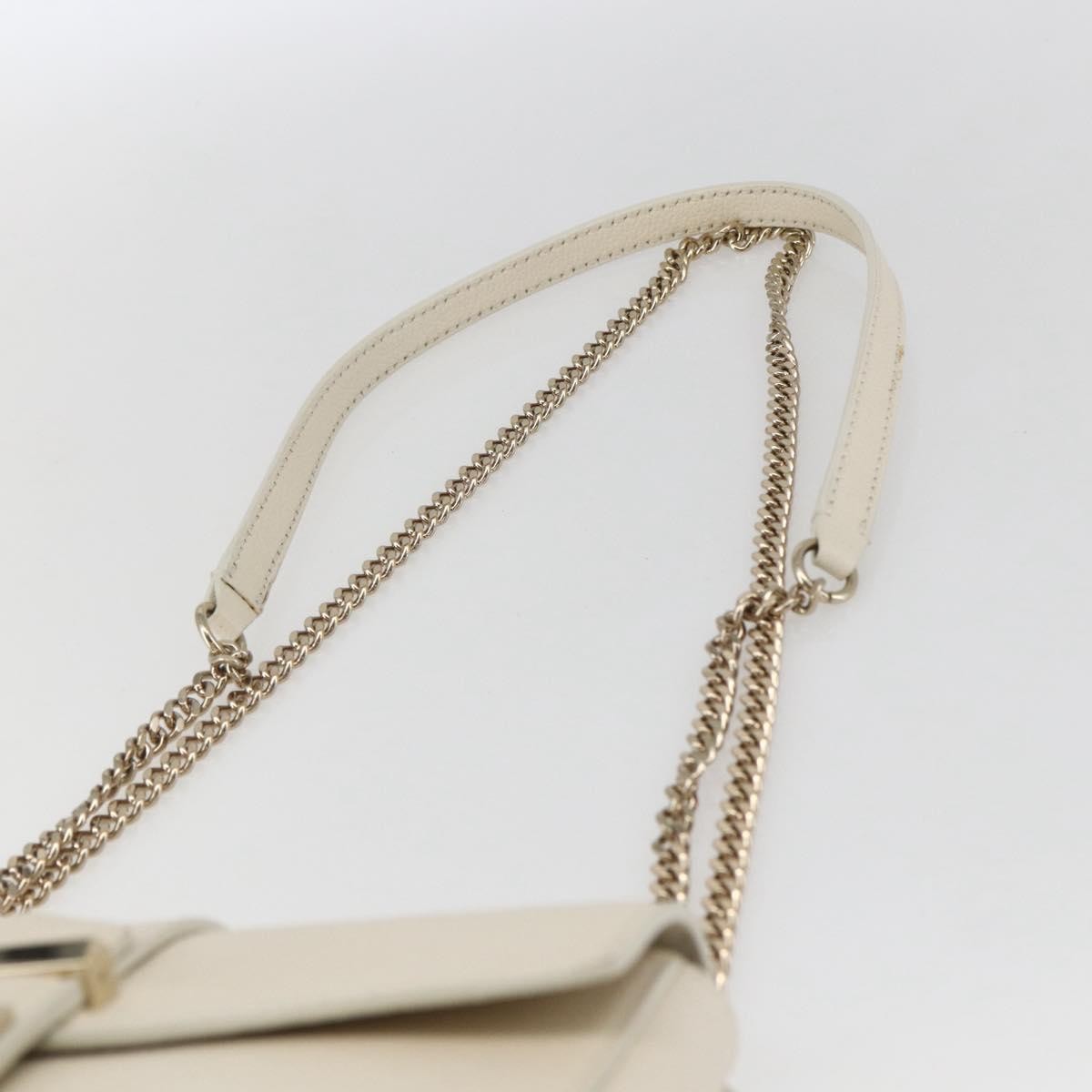 Jimmy Choo Jimmy Choo Chain Shoulder Bag Leather White Gold Authentic bs31956