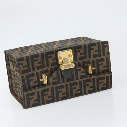 Fendi FENDI Zucca Canvas Vanity Hand Bag Black Brown Authentic 169044