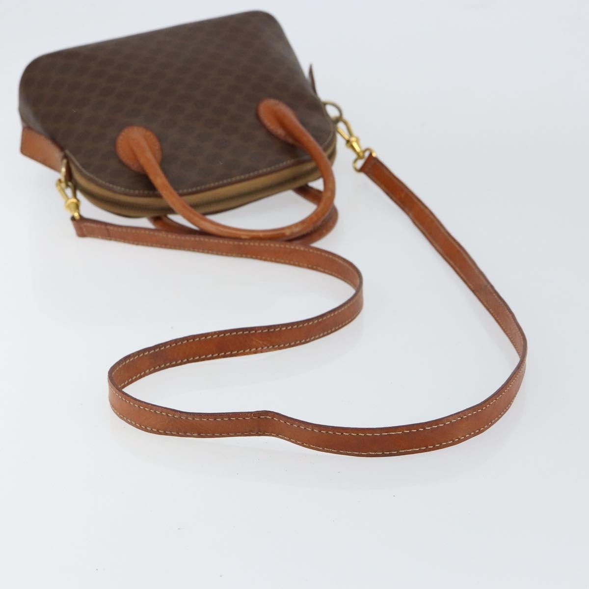Celine CELINE Macadam Canvas Hand Bag PVC 2way Brown Gold Authentic 151939