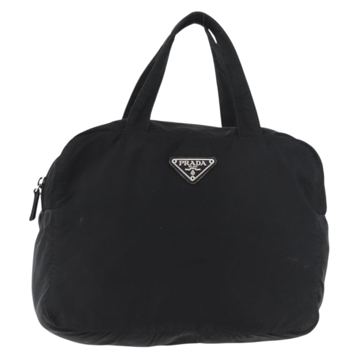 Prada PRADA Hand Bag Nylon Black Silver Authentic bs35154