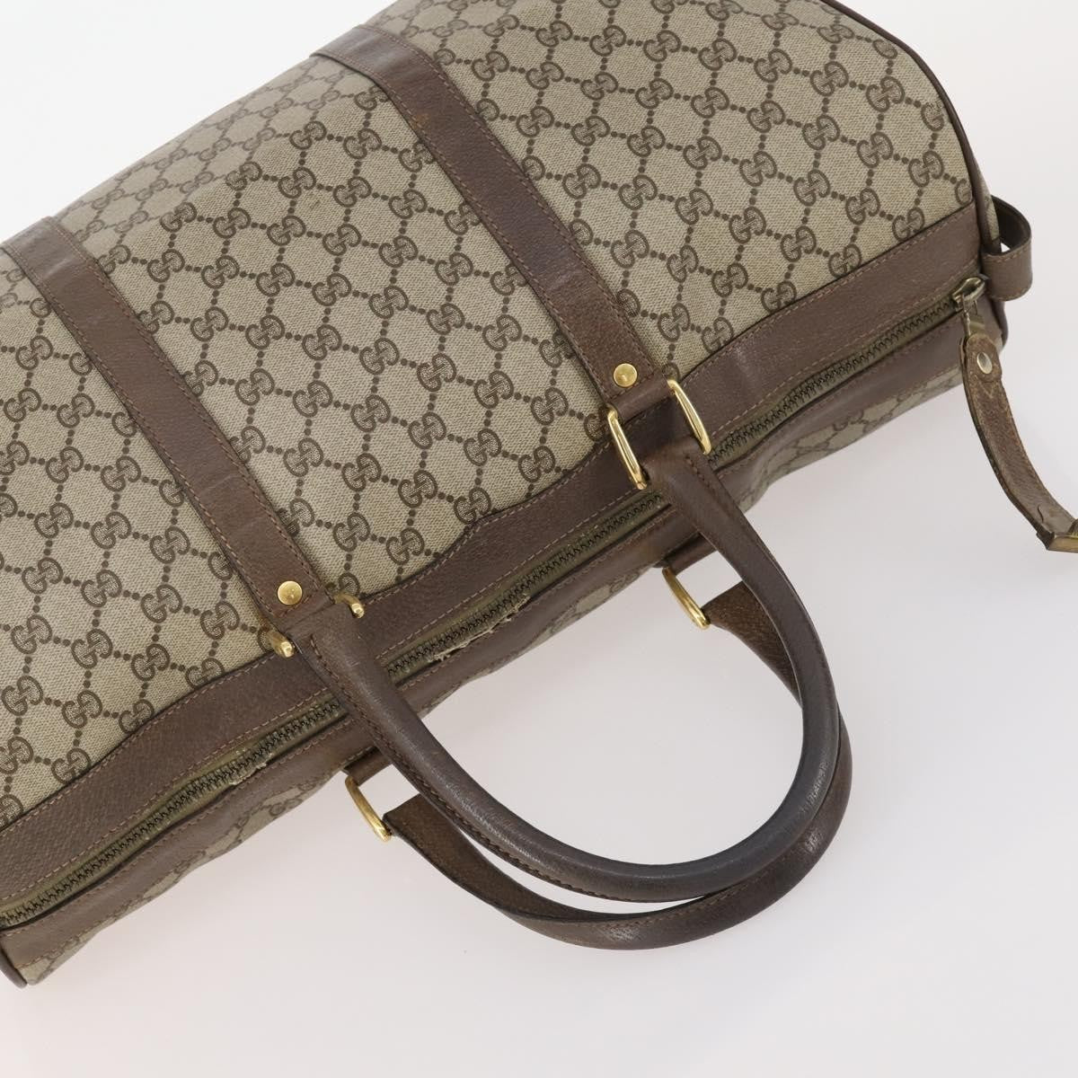 Gucci GUCCI GG Supreme Hand Bag Leather 2 Set Black Beige Authentic 173983