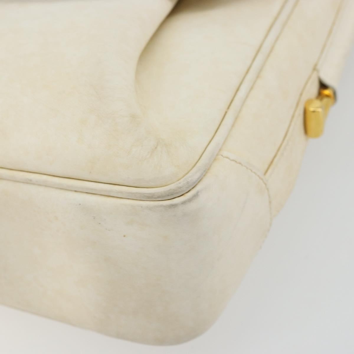Gucci GUCCI Shoulder Bag Leather White Gold Authentic BAZ692