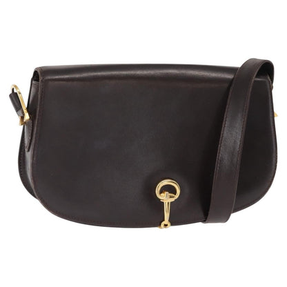 Gucci GUCCI Shoulder Bag Leather Brown gold Authentic fm4925