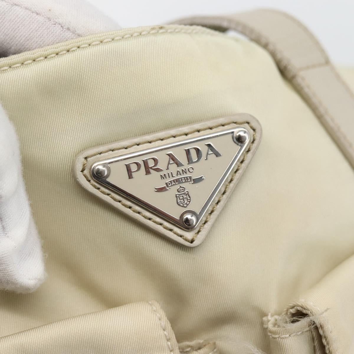 Prada PRADA Tote Bag Nylon Beige Silver Authentic mr1510