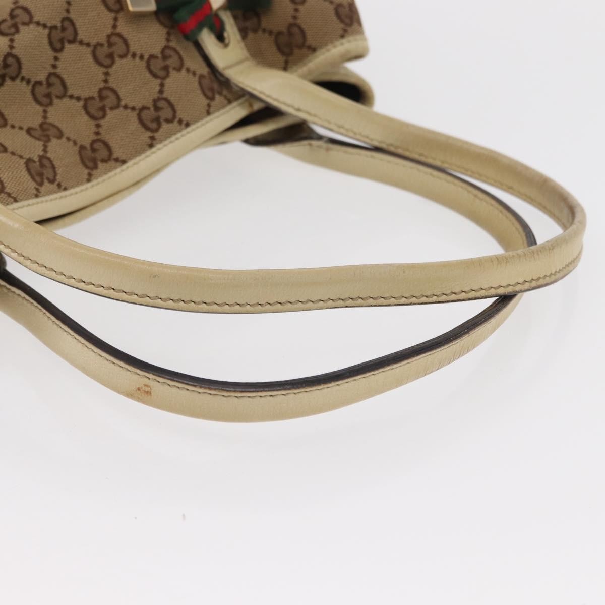 Gucci GUCCI GG Canvas Web Sherry Line Pretty Tote Bag Beige Gold 163805 Authentic ka637