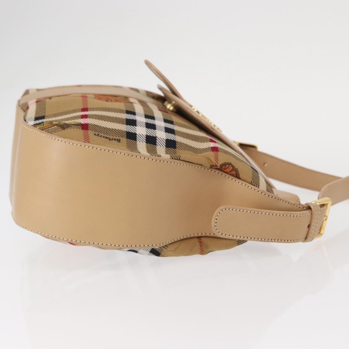 Burberrys Burberrys Nova Check Shoulder Bag Nylon Beige Gold Authentic 153830