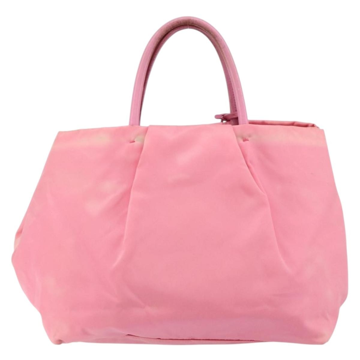 Prada PRADA Hand Bag Nylon Pink Gold Authentic 146881