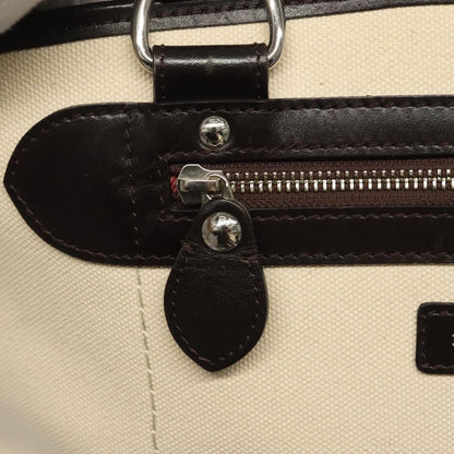 Burberry BURBERRY Tote Bag Canvas Leather White Silver Authentic bs28323