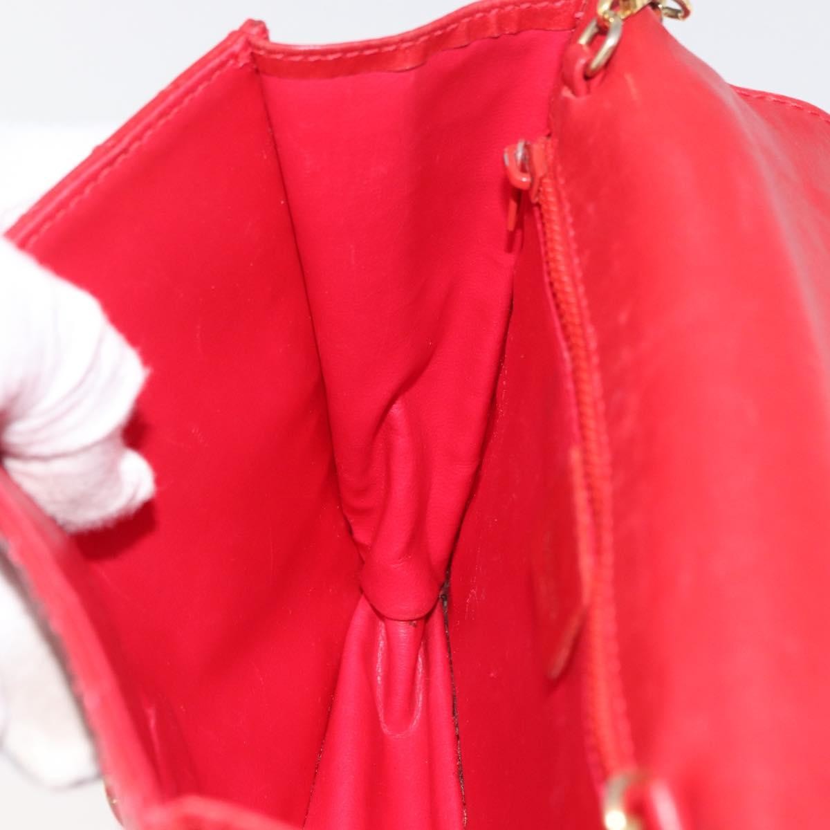 Celine CELINE Chain Shoulder Bag Leather 2way Red Gold Authentic BA13005