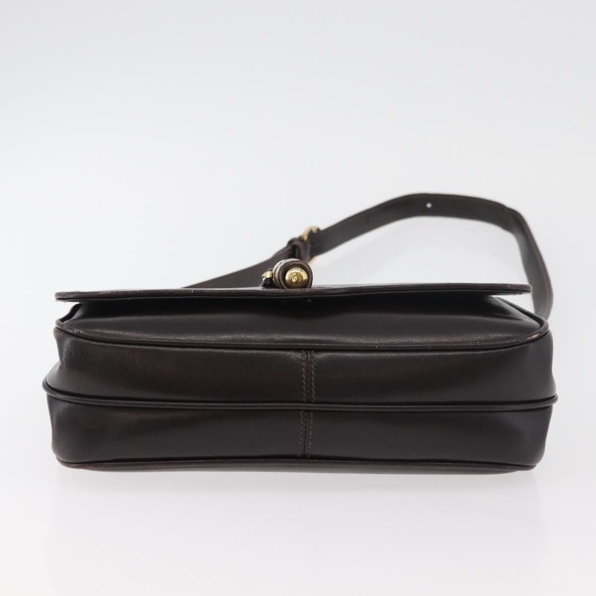 Gucci GUCCI Shoulder Bag Leather Brown Gold Authentic ep14284