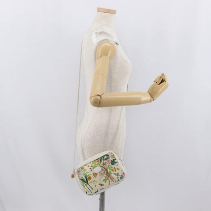 Gucci GUCCI Flora Shoulder Bag Canvas Leather White Gold 007 14 0068 Authentic fm5083