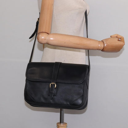 Gucci GUCCI GG Canvas Shoulder Bag Black Gold 001 261 0613 Authentic 144610
