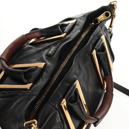 Chloé Chloé Chloe Etel Hand Bag Leather 2way Black Authentic BA6838