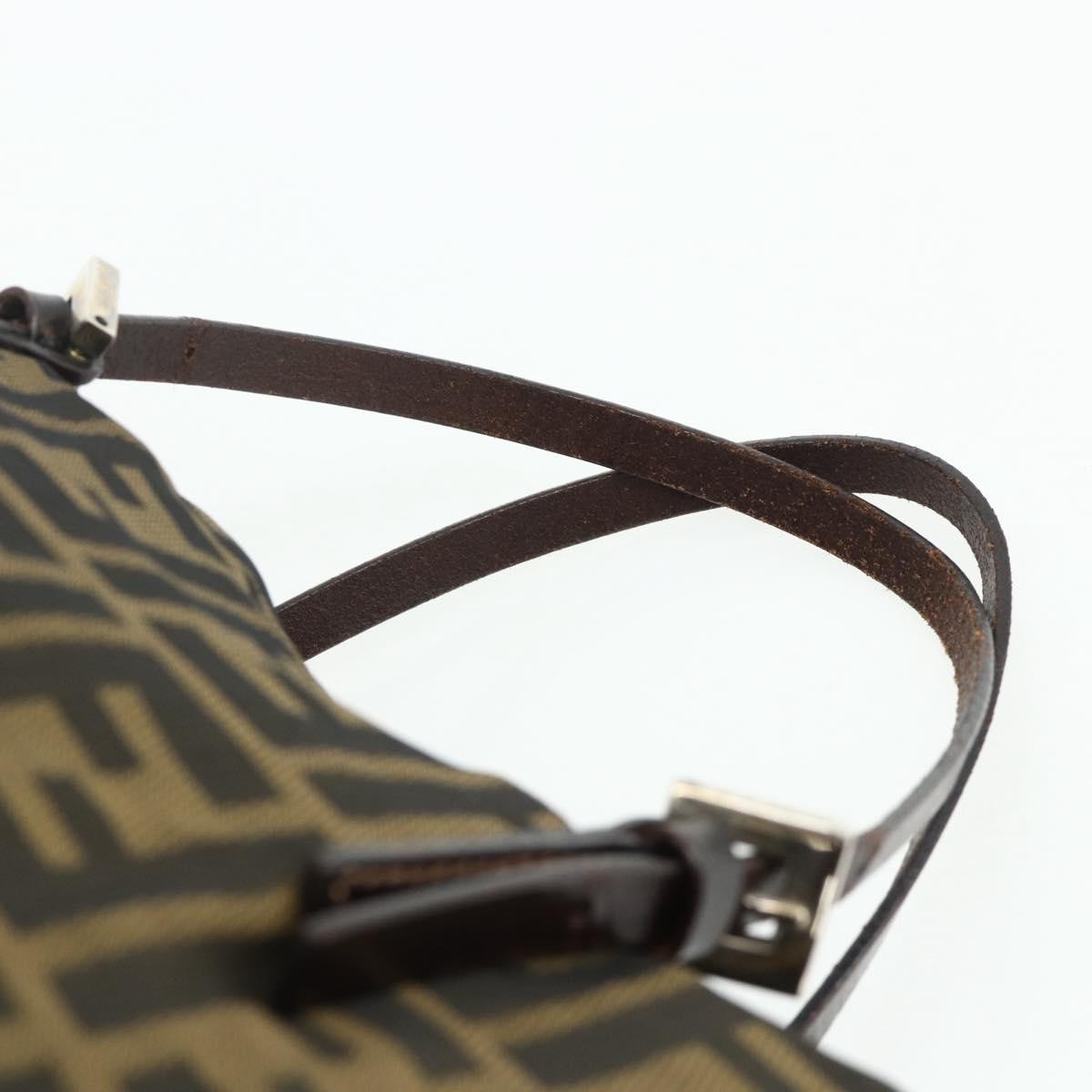 Fendi FENDI Zucca Canvas Hand Bag Black Brown Authentic 175169