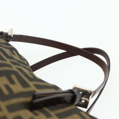 Fendi FENDI Zucca Canvas Hand Bag Black Brown Authentic 175169