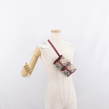 Burberry BURBERRY Nova Check Blue Label Waist Bag Canvas 2way Beige Silver Authentic 169117