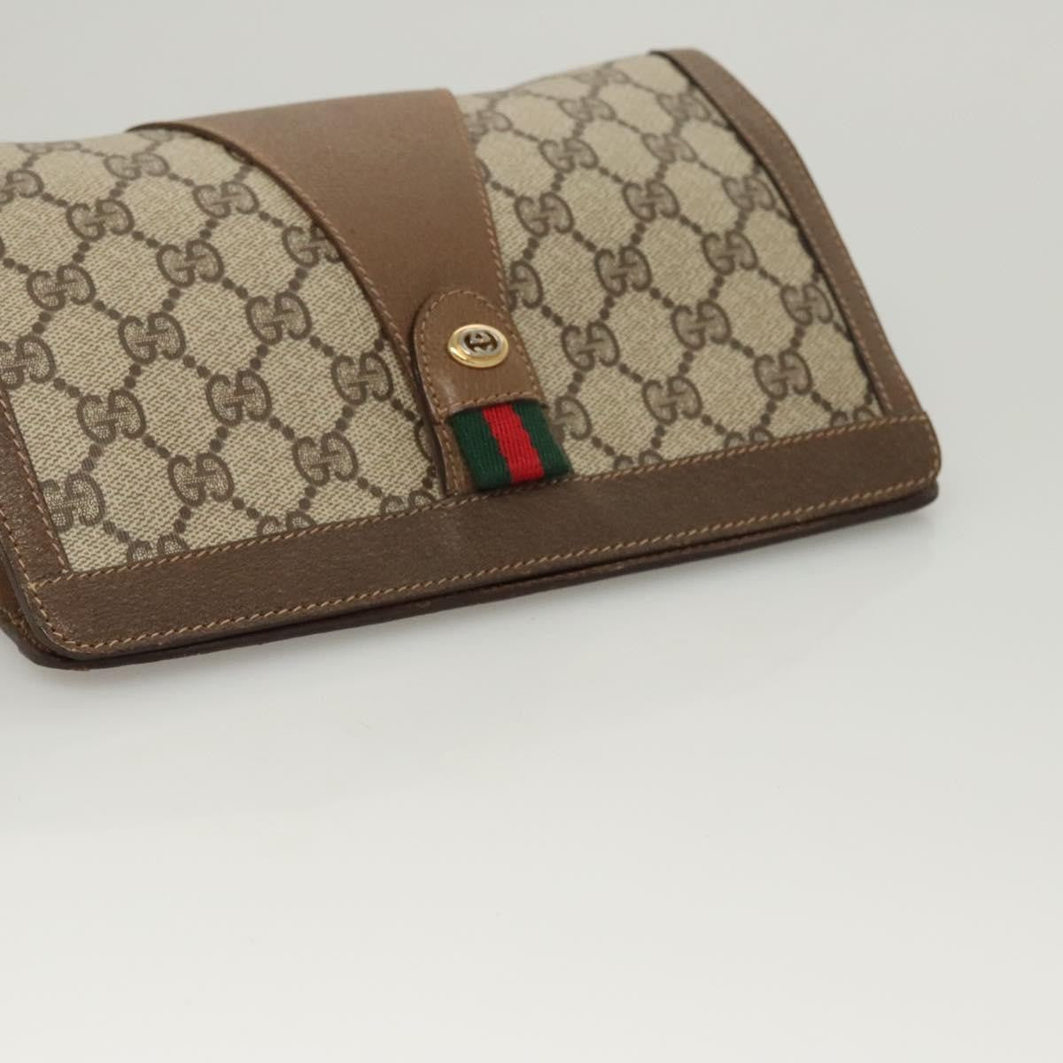Gucci GUCCI GG Supreme Web Sherry Line Clutch Bag PVC Beige 89 01 032 Authentic 119134