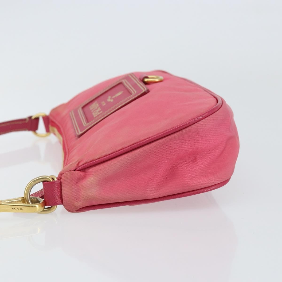 Prada PRADA Shoulder Bag Nylon Leather Pink Gold Authentic 155082