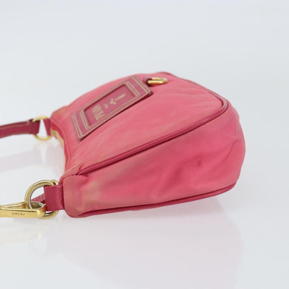 Prada PRADA Shoulder Bag Nylon Leather Pink Gold Authentic 155082