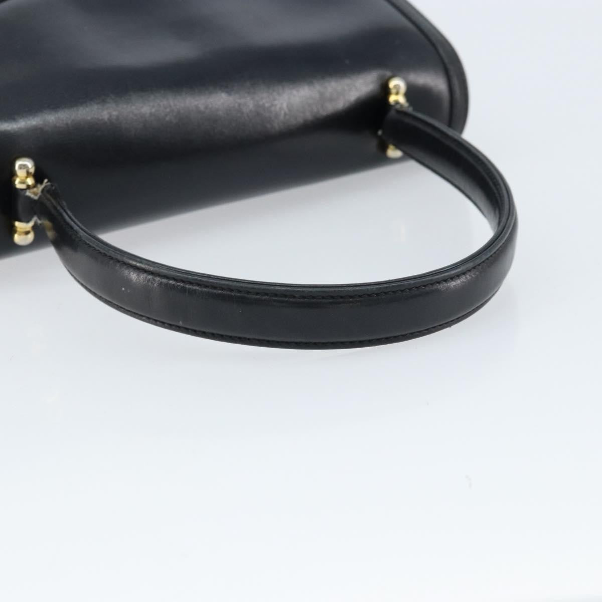 Gucci GUCCI Hand Bag Leather Black Gold Authentic ka2600