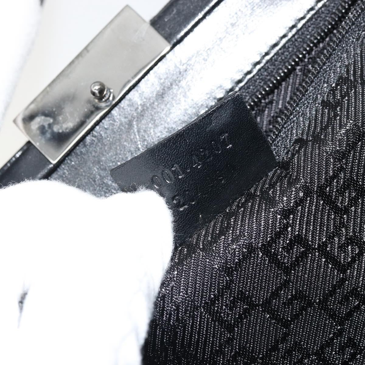Gucci GUCCI Hand Bag Canvas Silver Black Authentic 175720