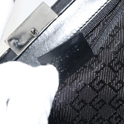 Gucci GUCCI Hand Bag Canvas Silver Black Authentic 175720
