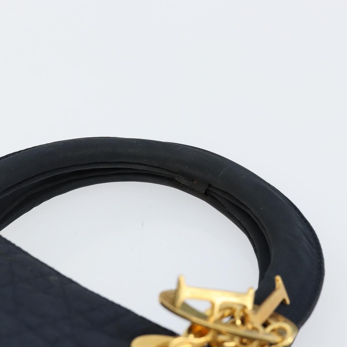 Dior Christian Dior Canage Hand Bag Nylon Navy Gold Authentic gh1098