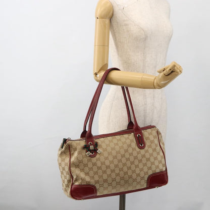 Gucci GUCCI GG Canvas Web Sherry Line Pretty Tote Bag Beige Gold 177052 Authentic fm5307