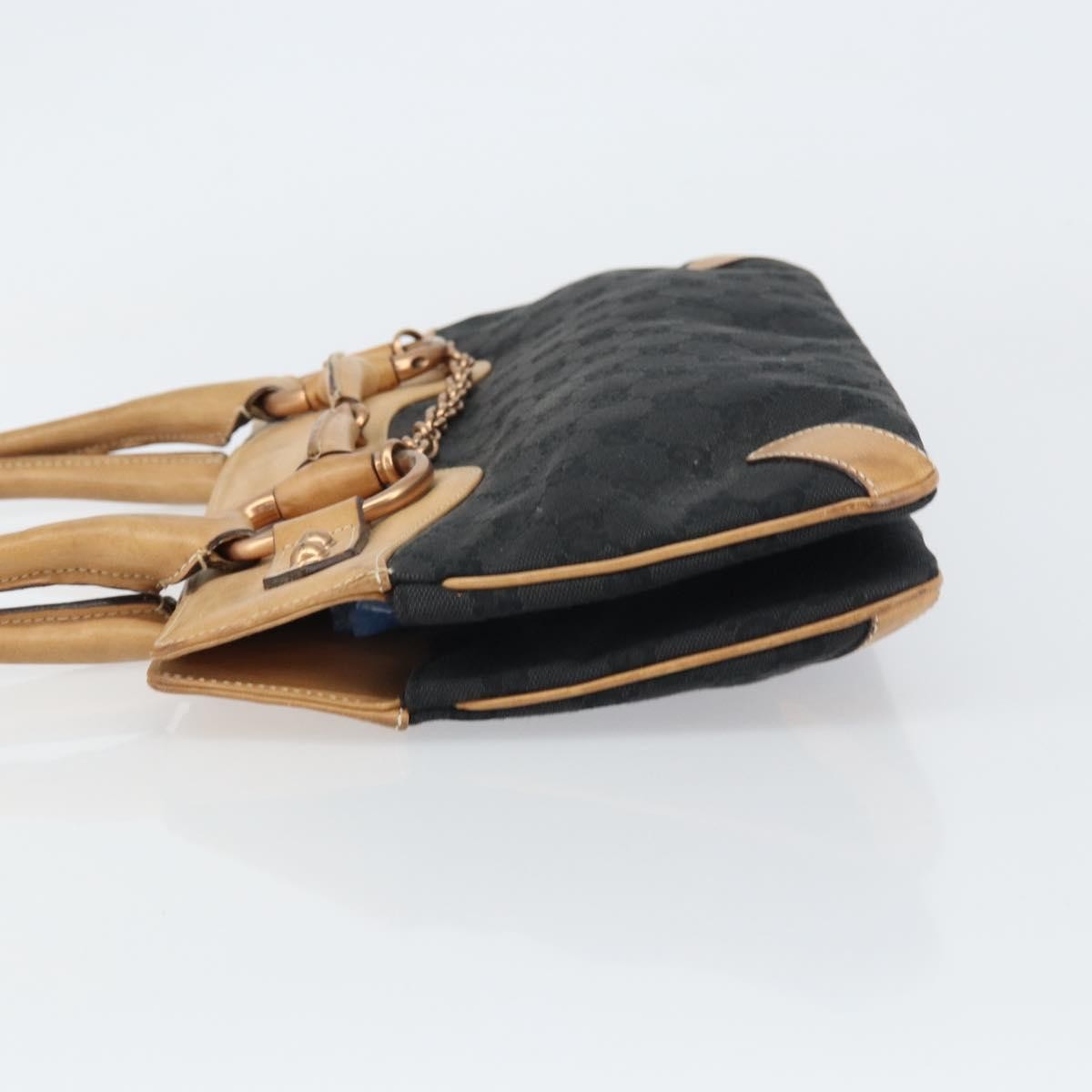 Gucci GUCCI GG Canvas Tote Bag Black Gold 114913 Authentic gh1523