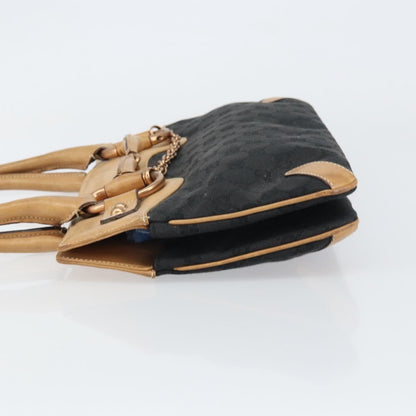 Gucci GUCCI GG Canvas Tote Bag Black Gold 114913 Authentic gh1523