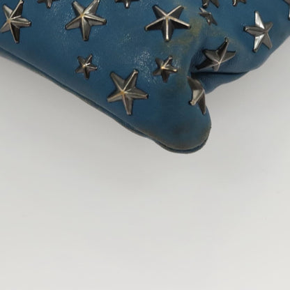 Jimmy Choo Jimmy Choo Studs Clutch Bag Leather Blue Silver Authentic BA2456