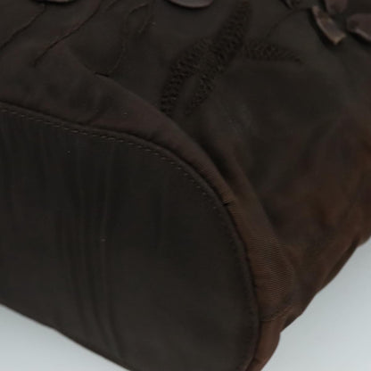 Prada PRADA Hand Bag Nylon Brown Silver Authentic bs20899